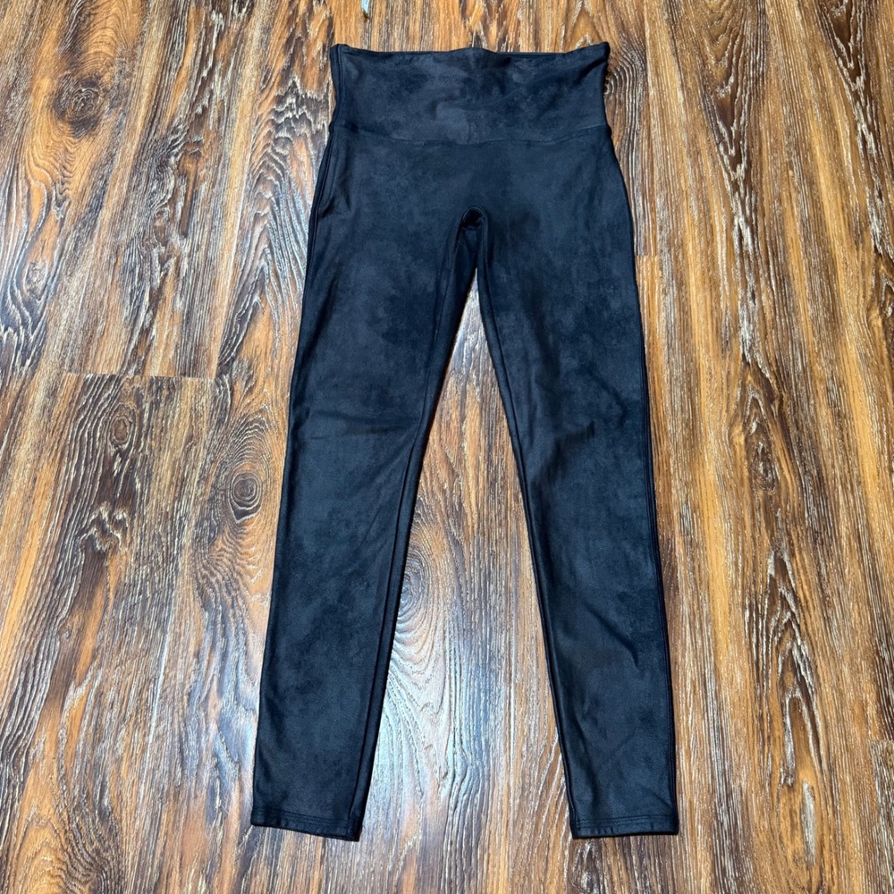 Spanx Faux Suede High Rise Leggings Black Ankle Pants Womens XL Petite XLG TG